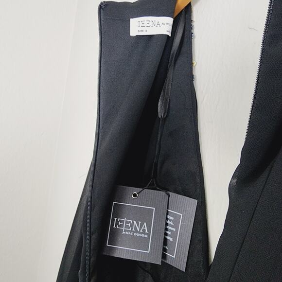 NEW Ieena For Mac Duggal Black Embellished Bead Shoulder Blouson Sleeve Gown - Picture 14 of 14